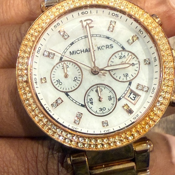 Michael Kors Gold Chronograph Watch with Crystal Embellishments - Picture 2 of 10